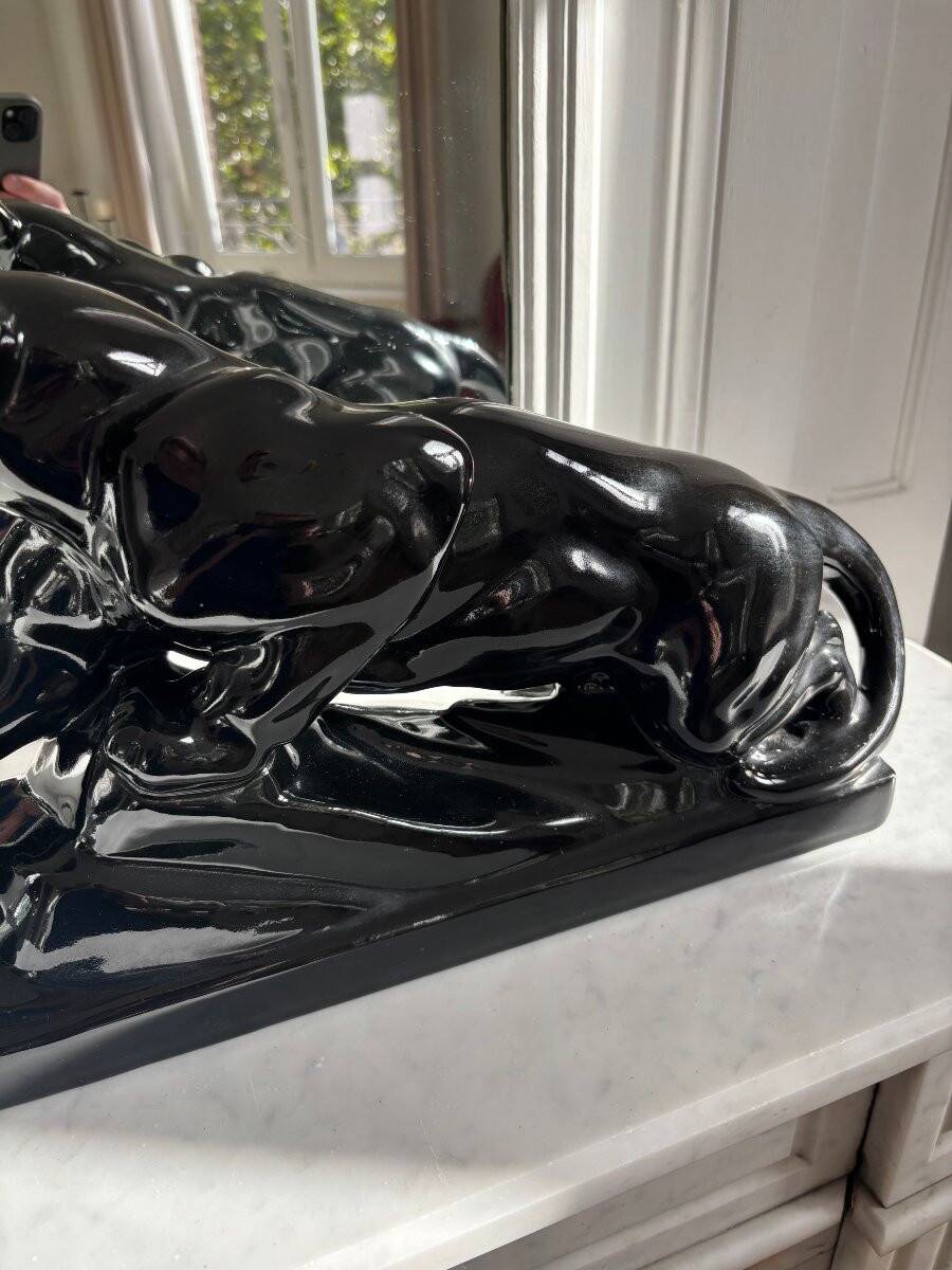 Pair of Art Deco lioness sculptures