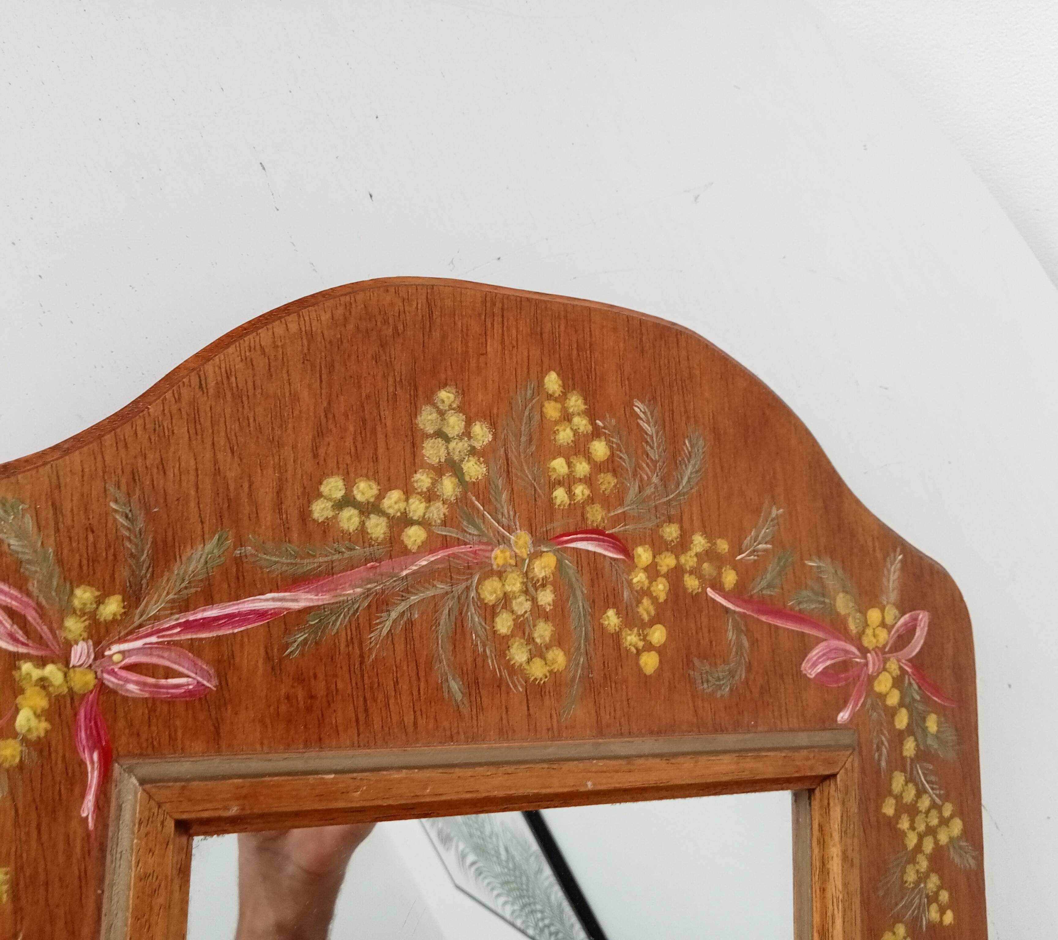 Vintage hand painted wooden mirror 46*30