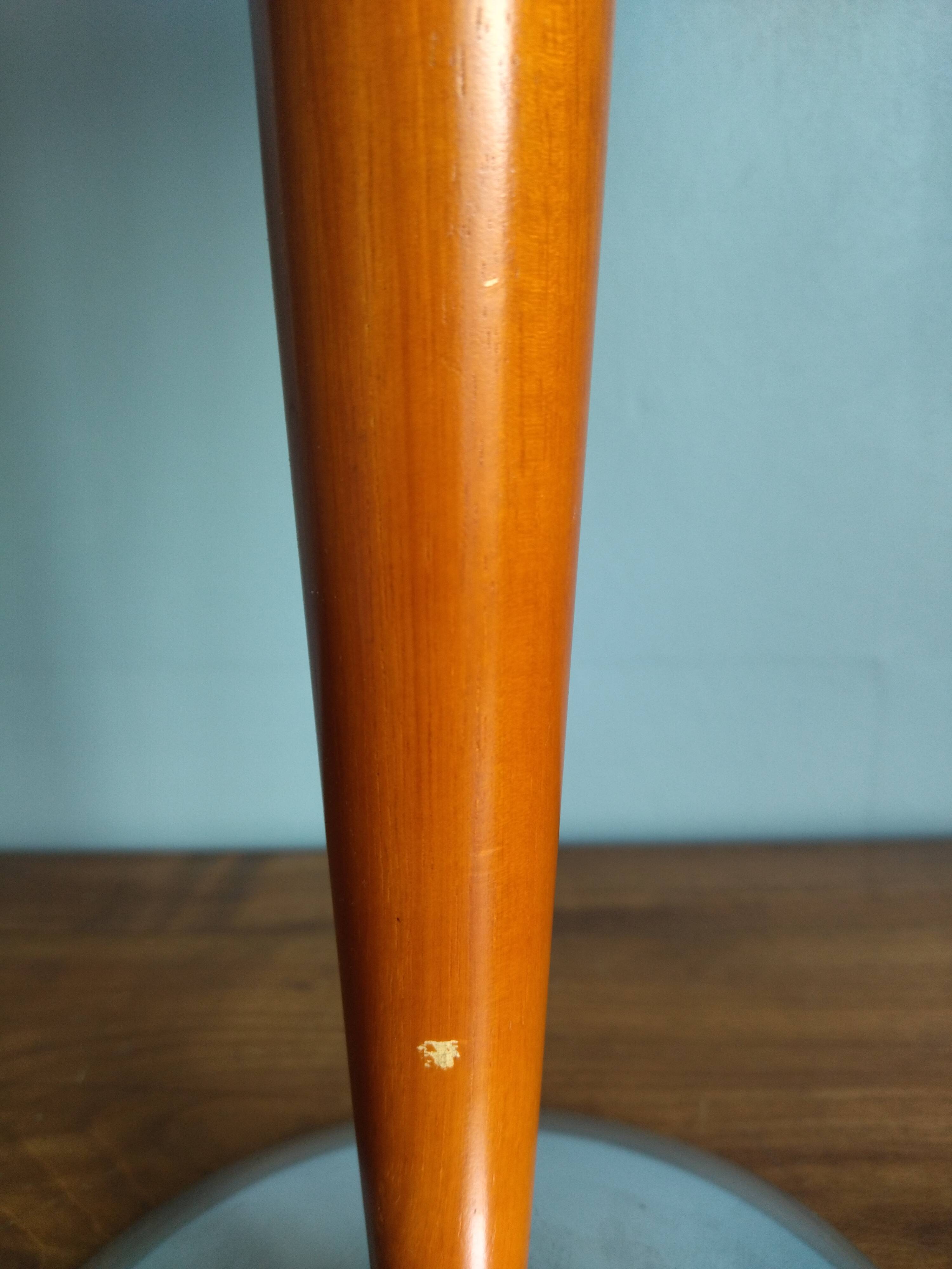 Mushroom lamp/ocean liner in chromed metal and vintage wood