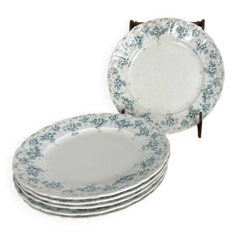 Ensemble de 6 assiettes plates en faïence de Maastricht modèle Clara