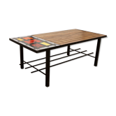 Table basse teck pierre de lave emaillée 1965