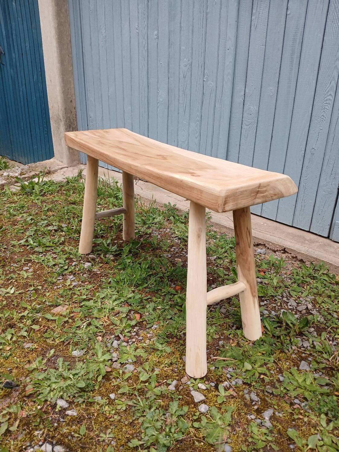 Small bench in raw solid wood