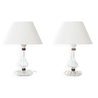 Pair of crystal table lamps