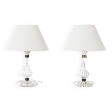 Pair of crystal table lamps