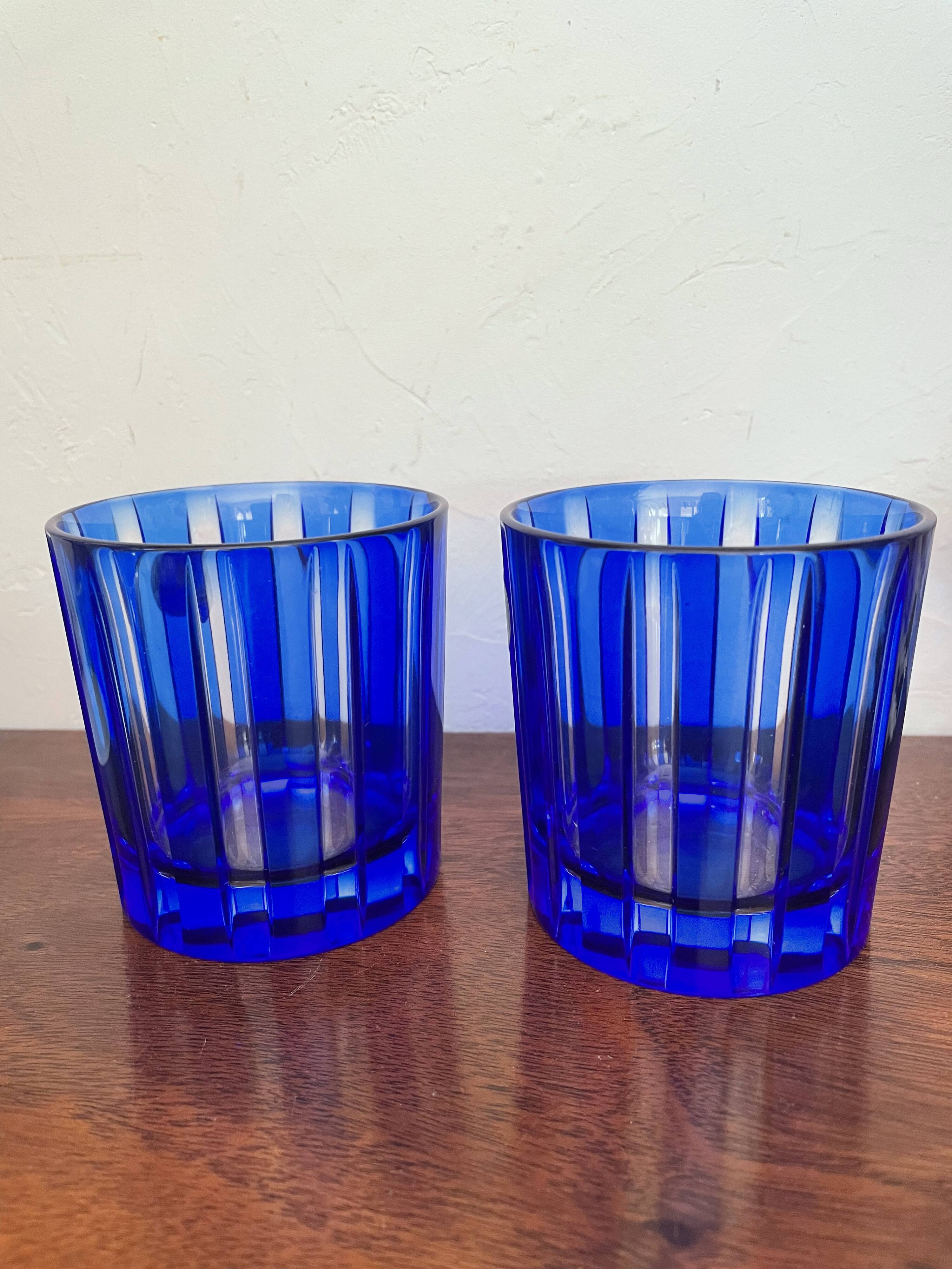 Pair of vintage Arques crystal whisky glasses
