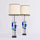 Pair of Mid-century Modern Iron and Glass Table Lamps by Svend Aage Holm Sørensen