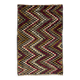 Vintage Hand-Knotted Turkish Tulu Rug with Checkered Zigzag Design in Red, Yellow, Gray and Brown, 100% Wool