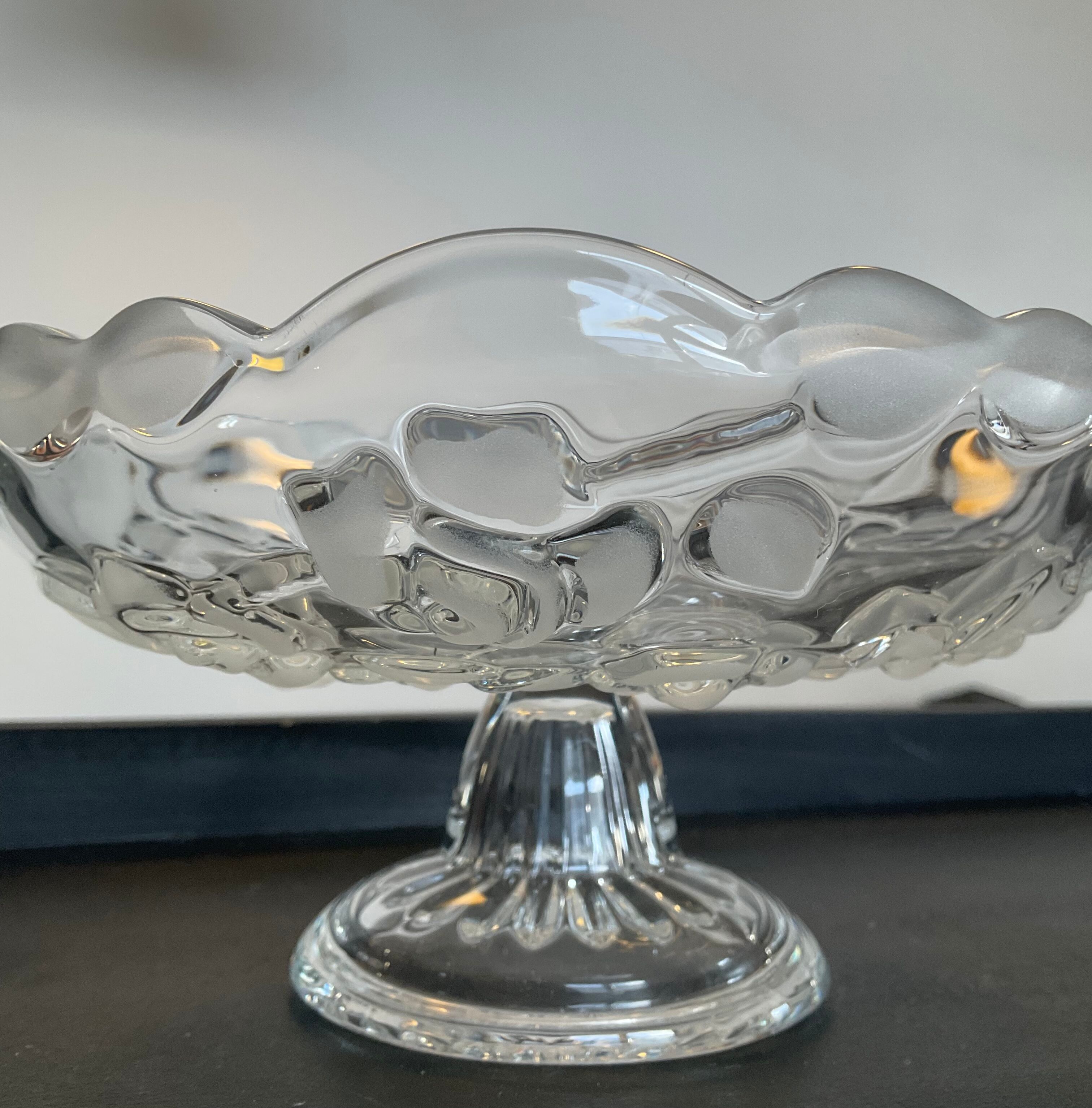 Empty vintage stand pocket in molded glass Germany