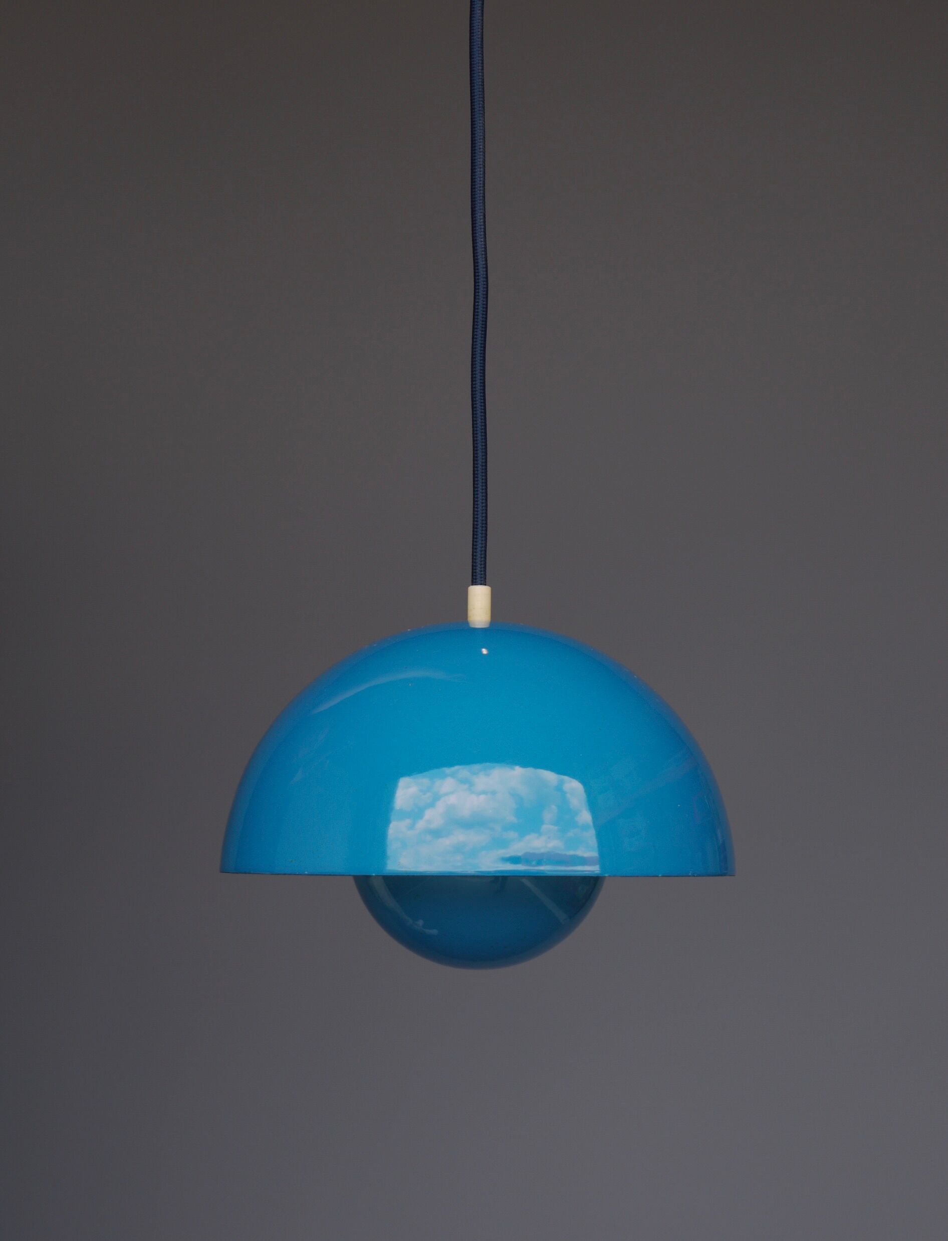 Blue model vp1 flowerpot pendant lamp by Verner Panton, 1960s