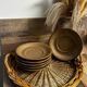 Set of 6 vintage brown saucers