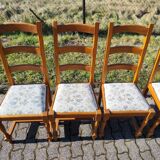 Set of 6 wooden chairs with floral fabric