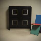Brutalist Cabinet with Graphic Patterned Doors Belgium 1970s