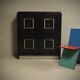 Brutalist Cabinet with Graphic Patterned Doors Belgium 1970s