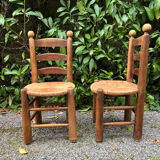 Pair of chairs, rustic finish, 1940-1950