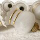 Set of 4 double wall lights in brass and frosted glass