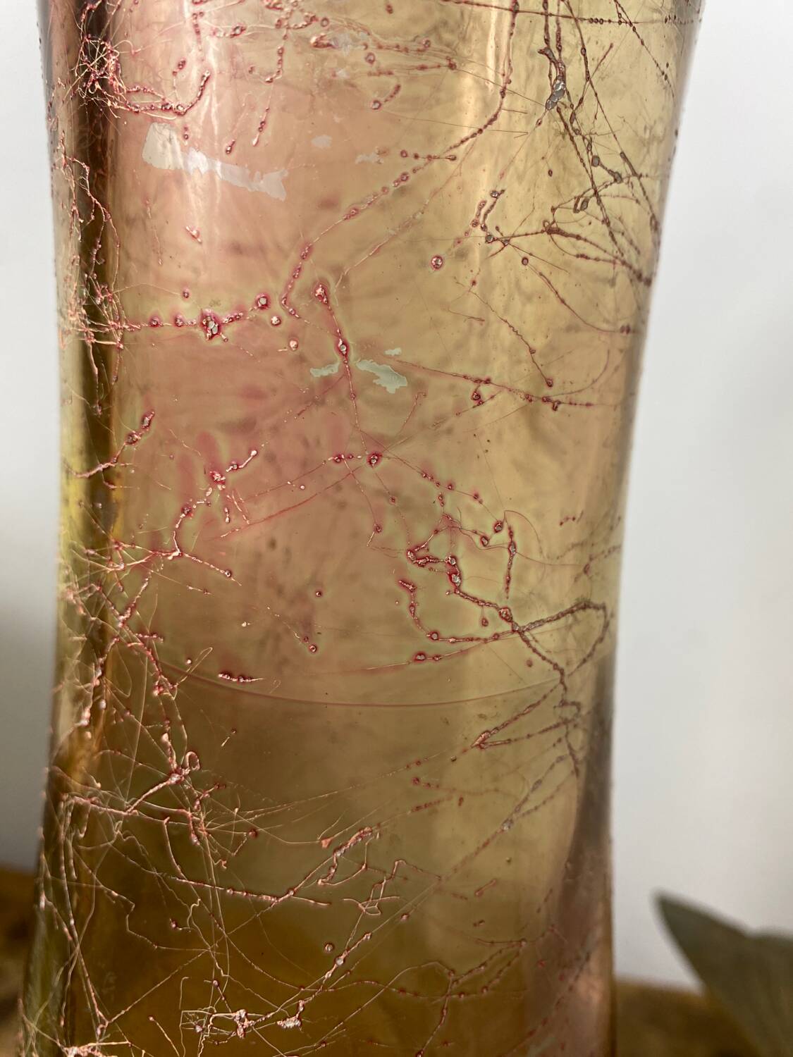 Large cracked glass vase