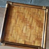 3-tier rattan and bamboo shelf from the 70s vintage