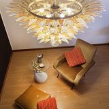 Vintage Italian Murano Ceiling Light - Four Tiers, 163 Amber and Clear Glasses