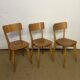 Série de 3 chaises bistrot en bois vintage