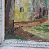 Tableau huile sur bois signé vintage