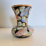 Vintage Vallauris vase in glazed ceramic – relief floral decoration