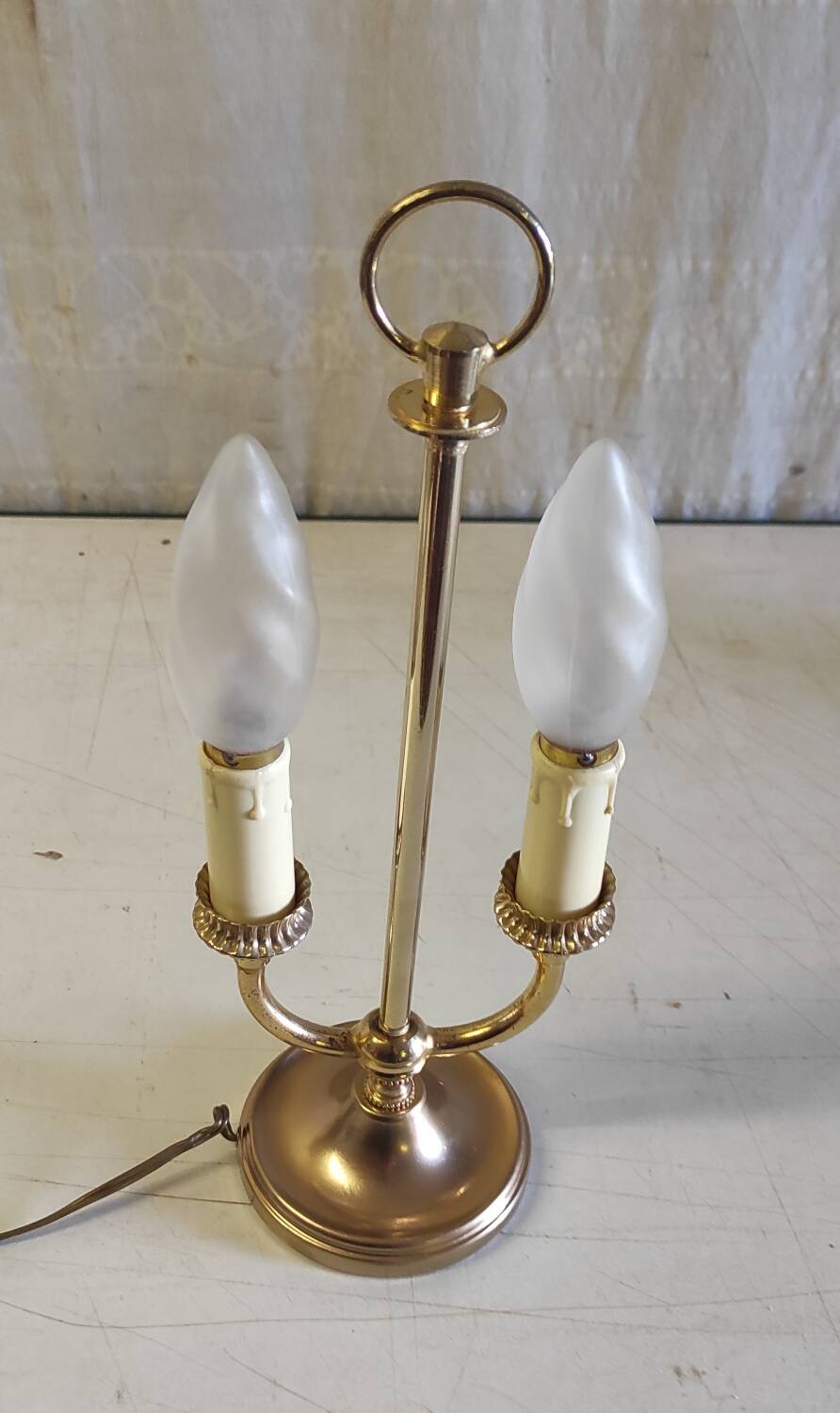 Two-bulb bouillotte lamp in brass and gilded metal - mid 20th century