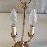 Two-bulb bouillotte lamp in brass and gilded metal - mid 20th century