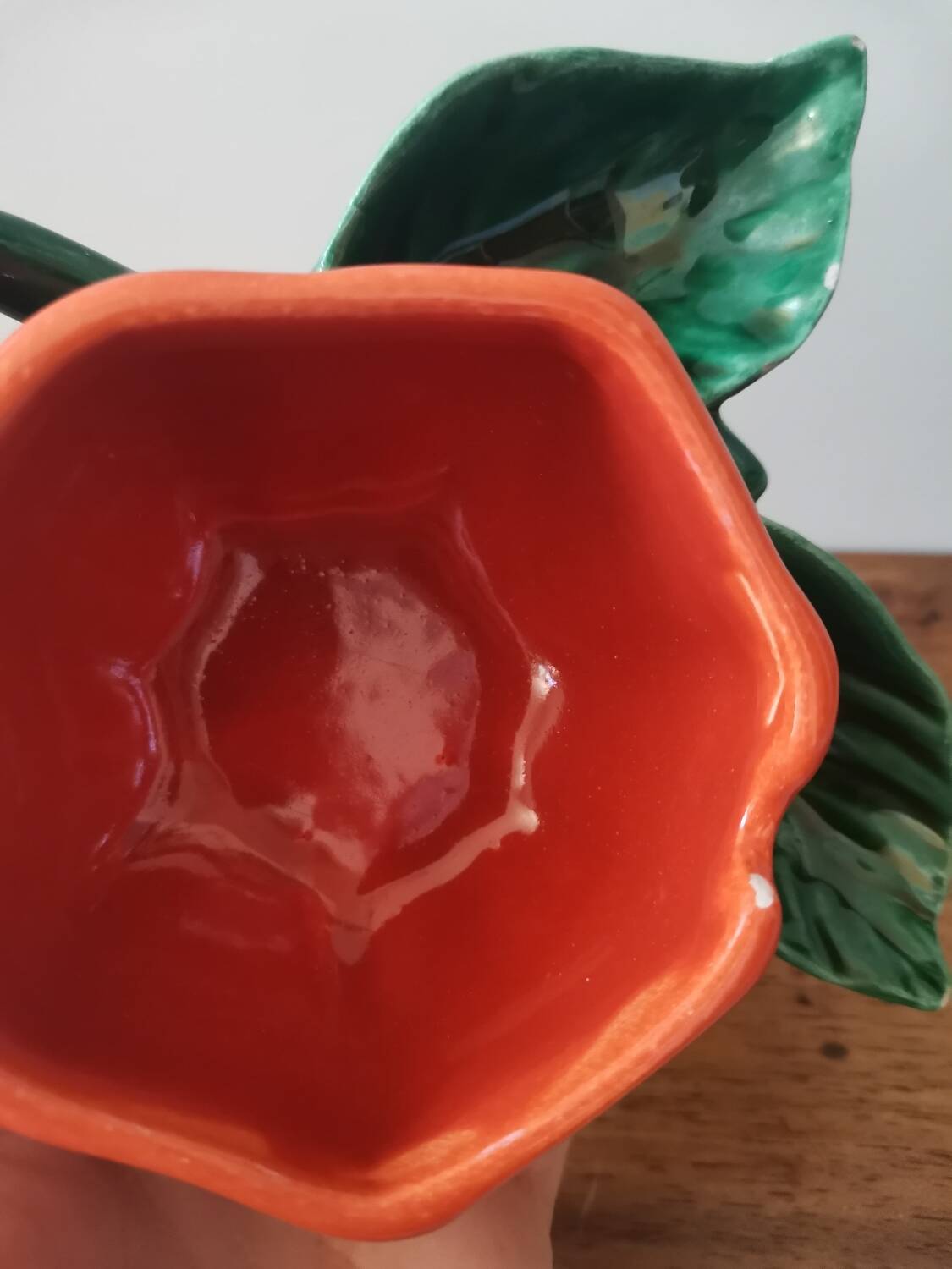 Vintage mustard box pot ceramic slip orange pumpkin shape