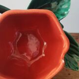 Vintage mustard box pot ceramic slip orange pumpkin shape