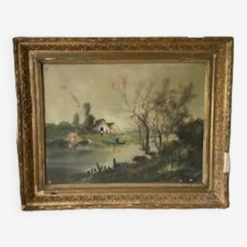 Old original oil painting Lucien Henry