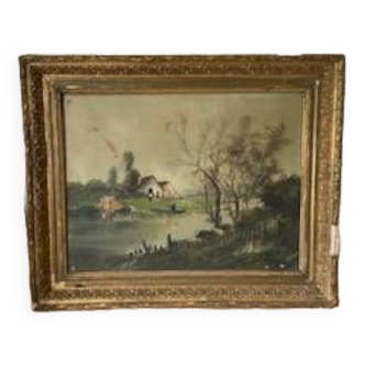 Old original oil painting Lucien Henry