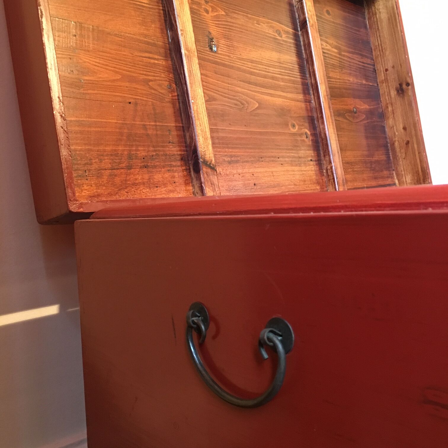 Old wooden storage chest of Chinese origin