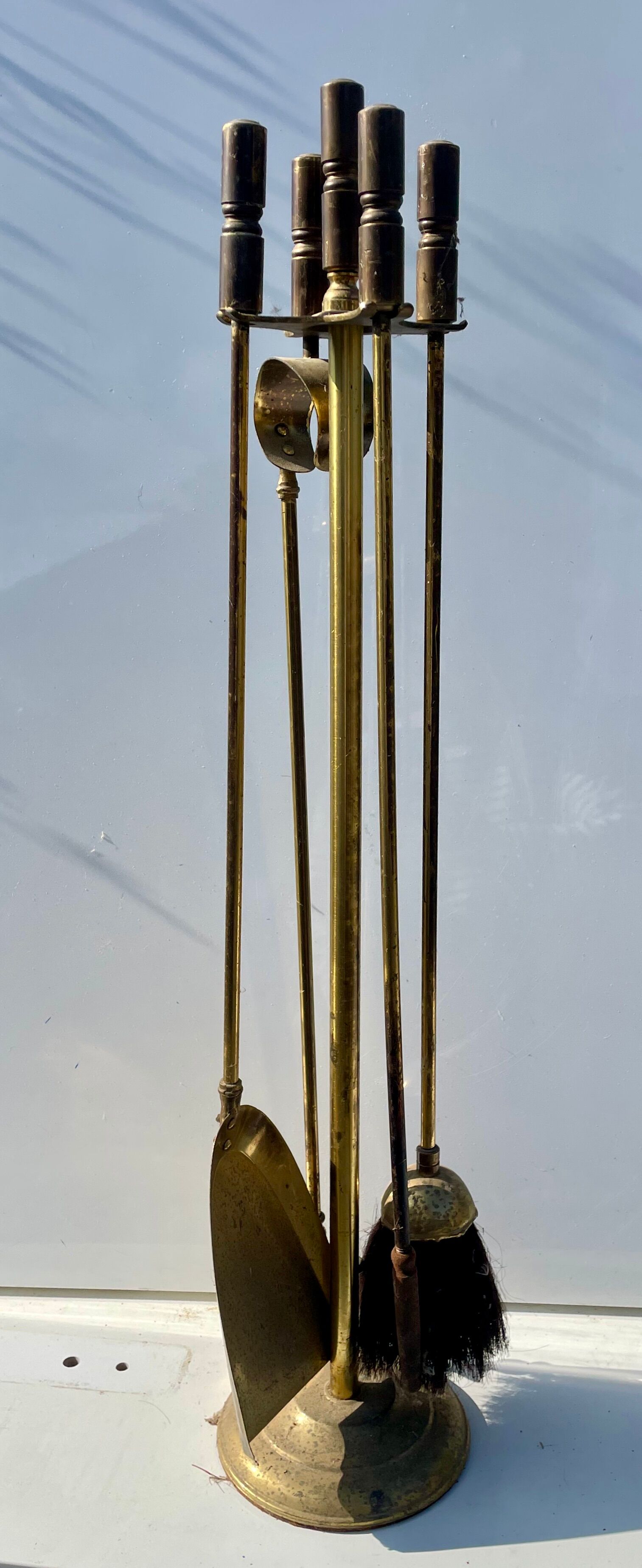 Brass fireplace tool set