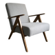 Vintage Mid Century Modern Armchair: Grey Fabric & Beech Wood Frame