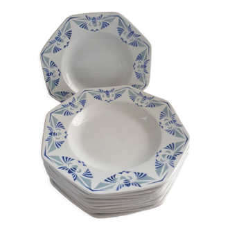 Suite de 10 assiettes octogonales Pexonne