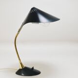 1950s Cosack Cobra black desk or table lamp in brass, mid-century, Stilnovo style.