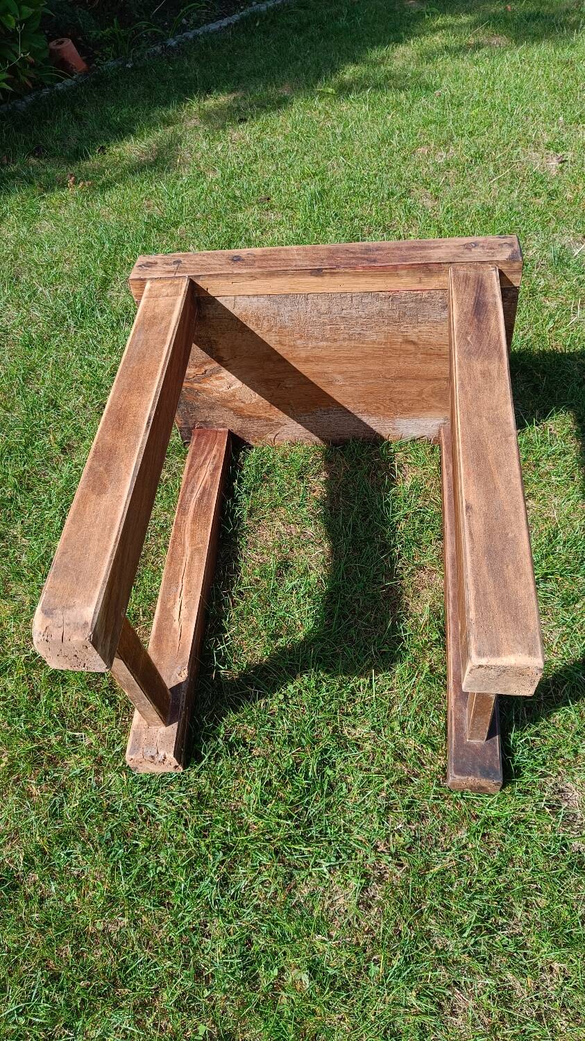 Small antique workbench in solid oak