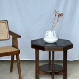Pedestal table or small octagonal side table quadripod base with modernist spacer