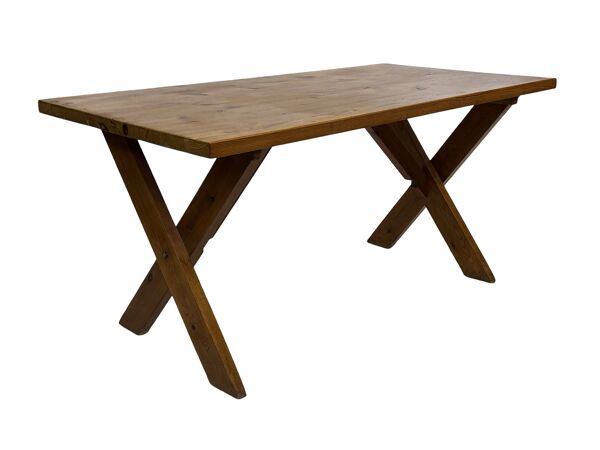 Table à manger vintage en pin des années 60, table à manger minimaliste