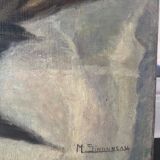 Painting still life orange duck bouquet oil on canvas signed