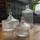 Set of 3 striped glass candy jars with lid or pharmacy jars.