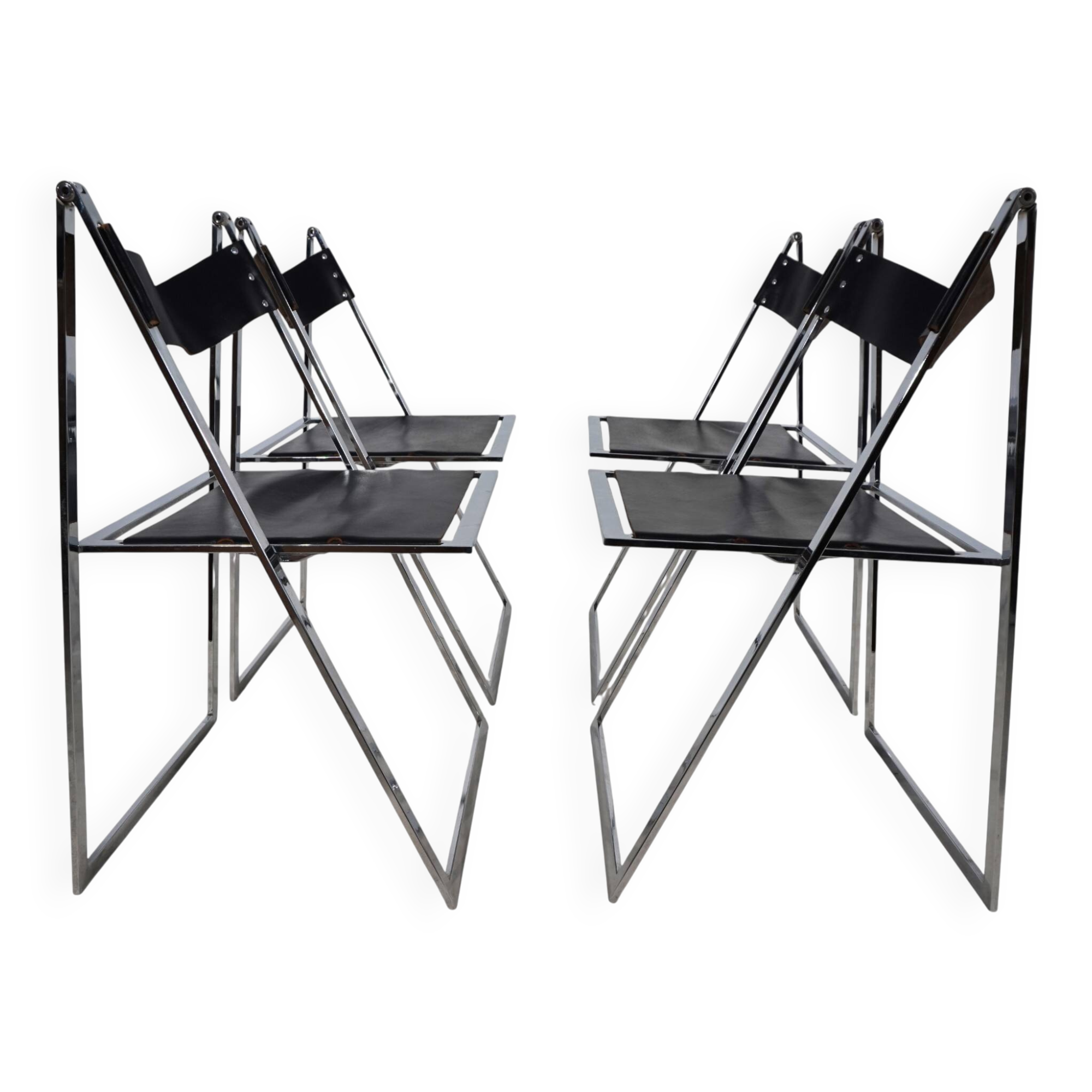 Lübke 4-piece set of folding dining chairs by Fantoni&Geraci, 1969