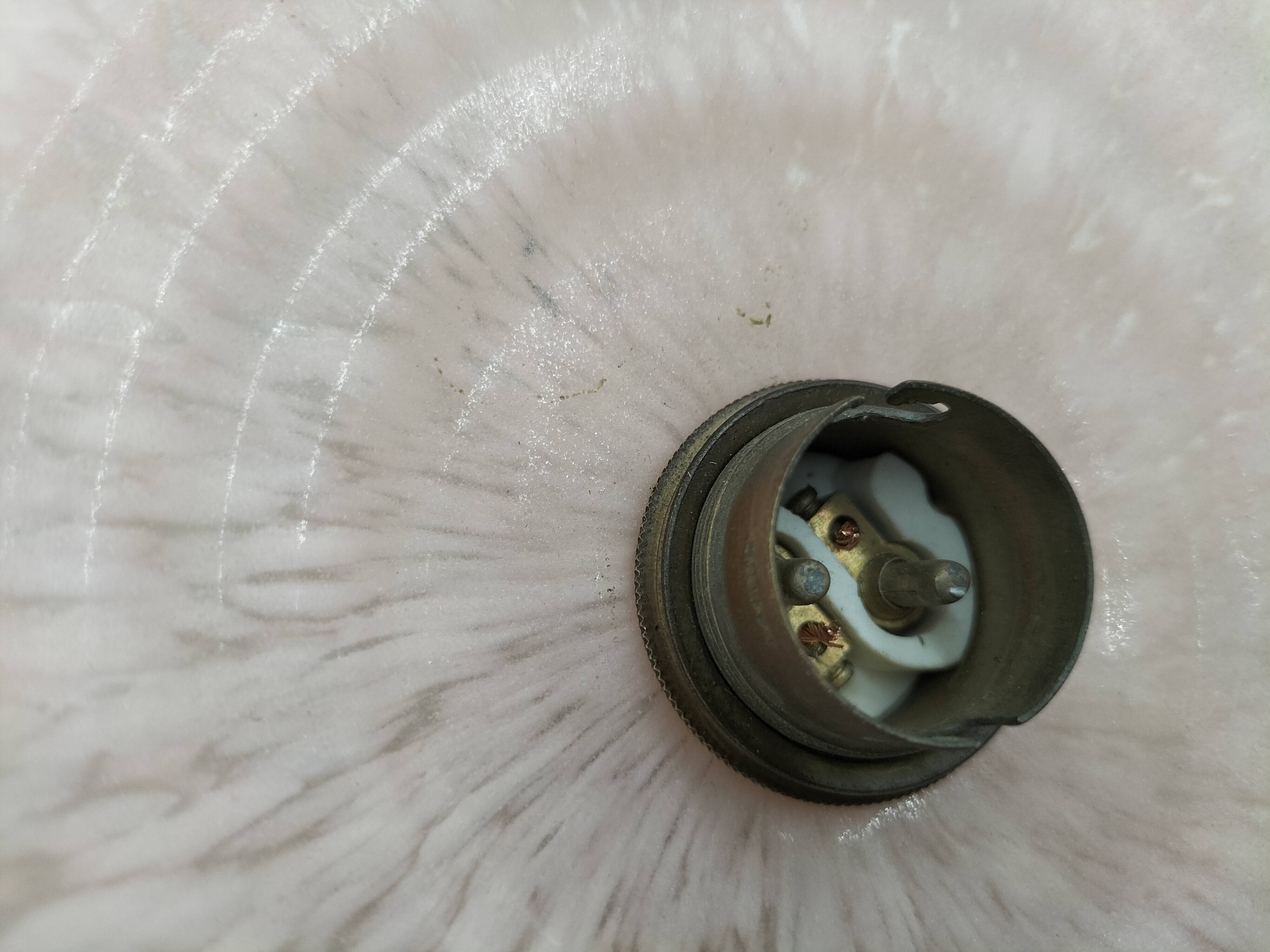 2 speckled pink opaline pendant lights