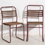 Antique red garden chairs (c.1920). Set of 2 pieces no. 16