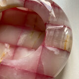 Ashtray with pink and white onyx checkerboard