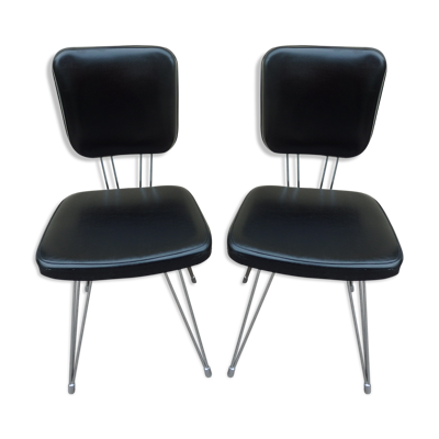 Paire de chaises SIF pieds Eiffel vintage