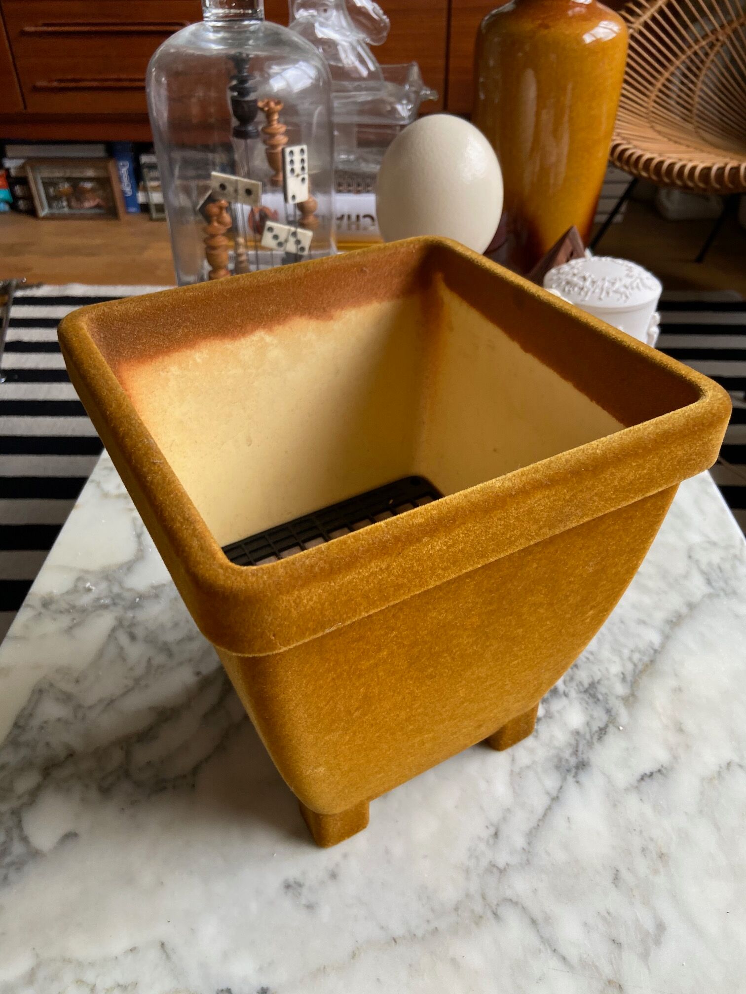 Orange velvet plant pot