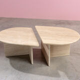 Pair of modernist in travertine 1970 lounge tables s