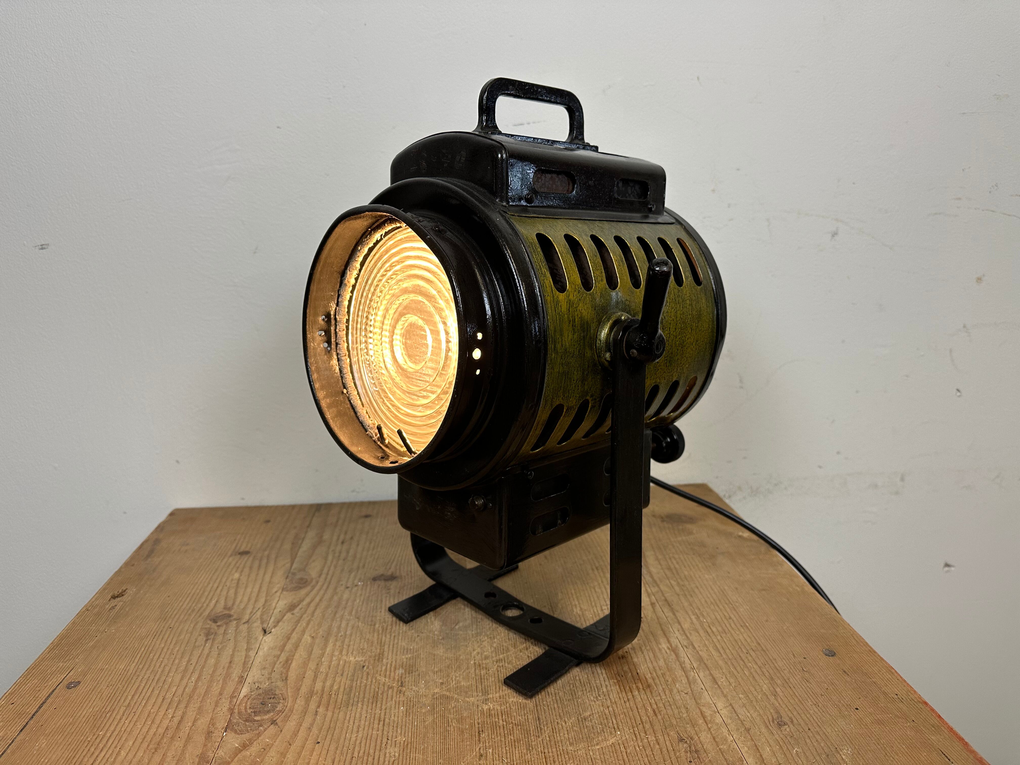 Vintage black theatre spotlight table lamp, 1960s