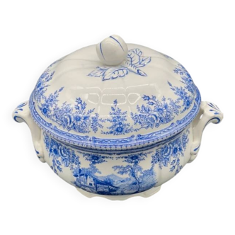 Luneville KG Faience Soupière Special grand Feu modèle bleu